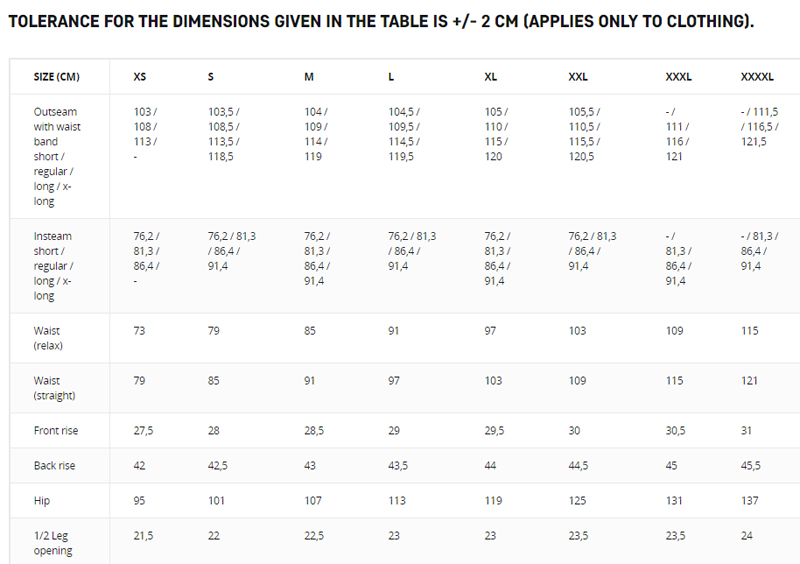 hybrid pants chart EN